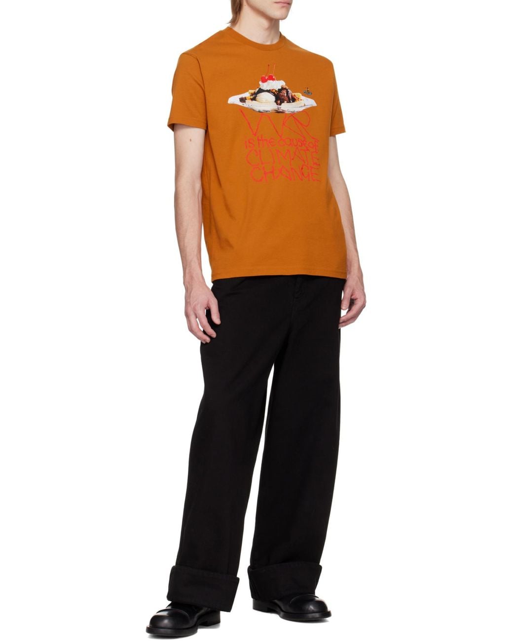 Vivienne Westwood Orange Graphic Printed Crewneck T-Shirt