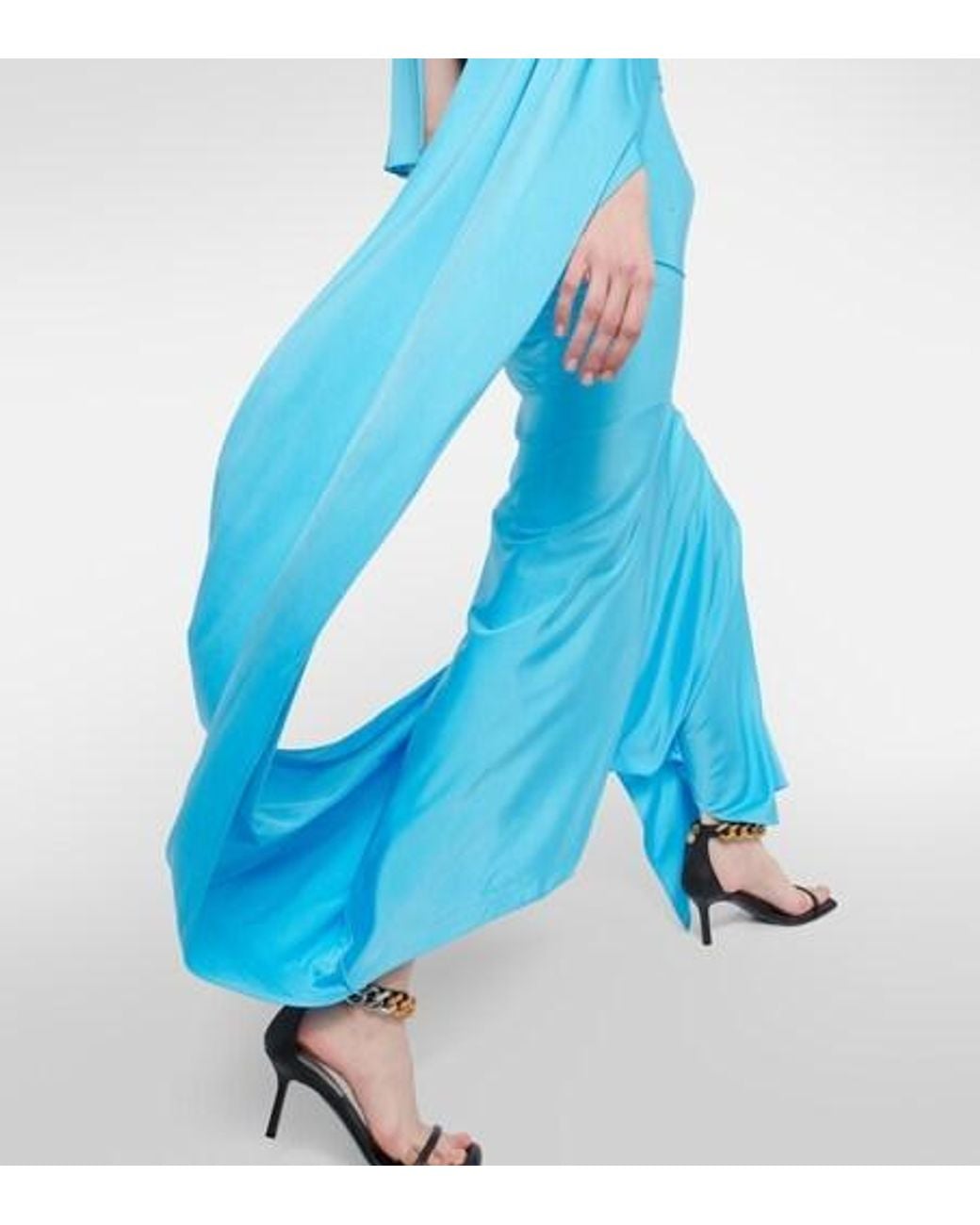 Stella McCartney Blue Draped Asymmetric Maxi Dress