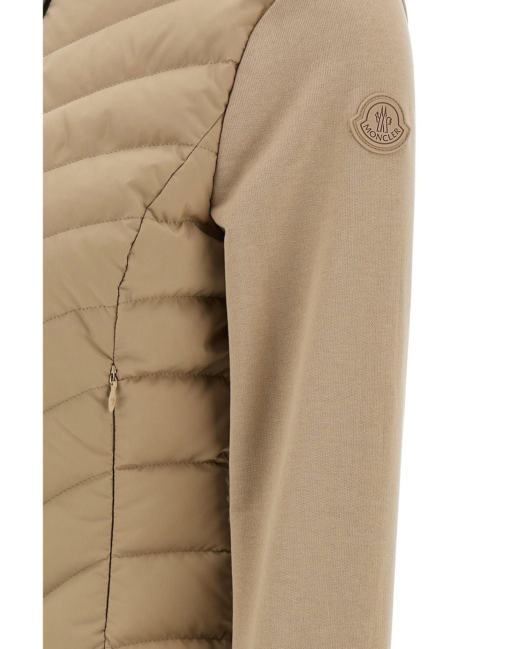 Moncler Natural Padded Diagonal-Quilted Zip-Up Jacket