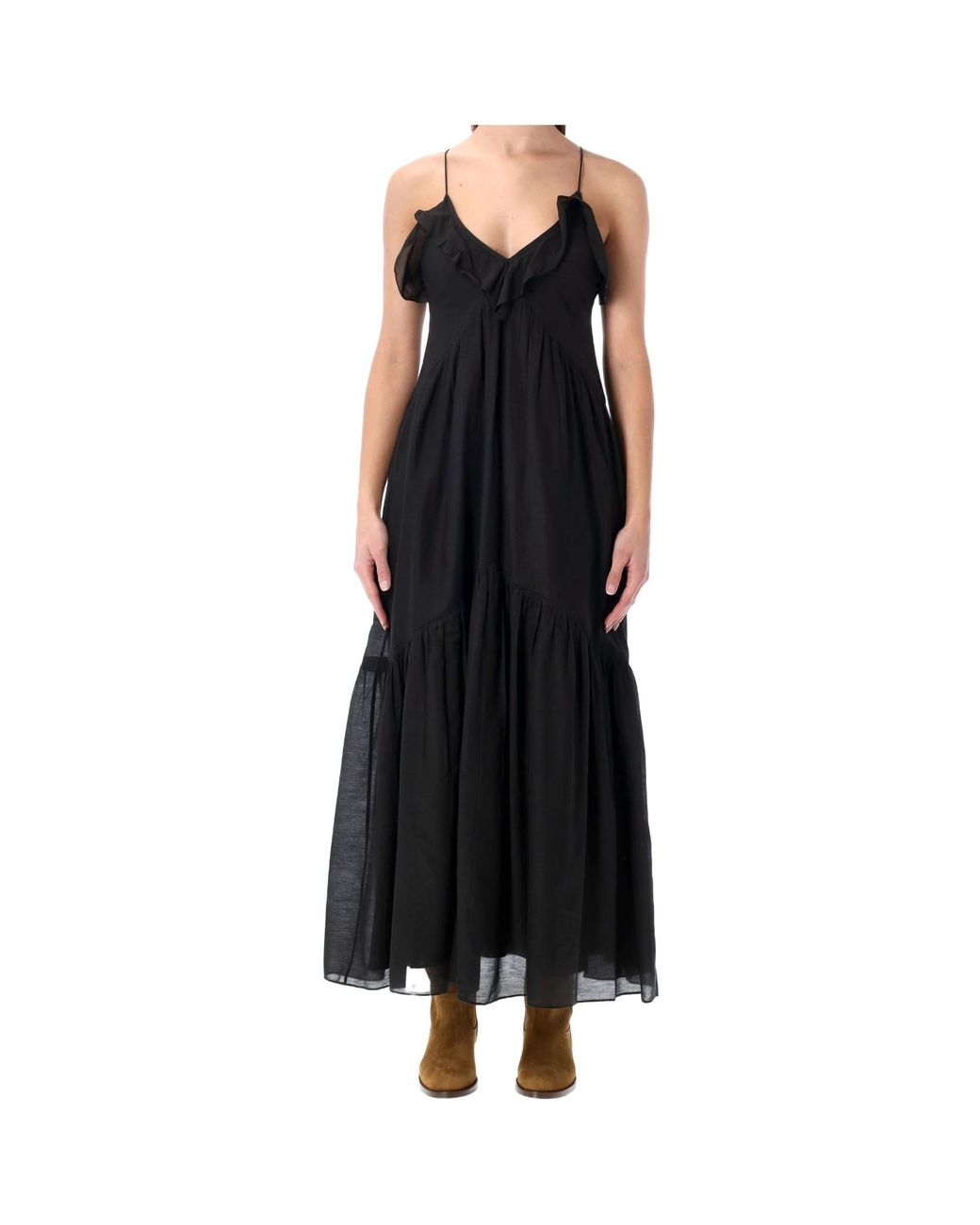 Isabel Marant Black Étoile Vasma Ruffled Long Dress