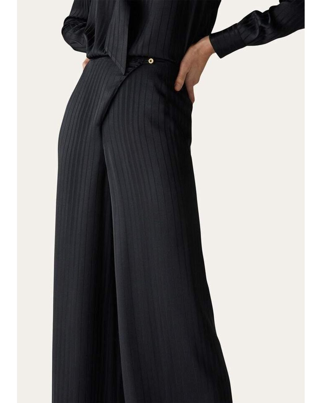 Loro Piana Black Dresden Wide-Leg Trousers