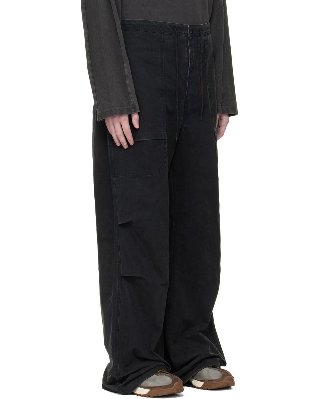 Entire studios Black Drawstring Wide-Leg Pants for men