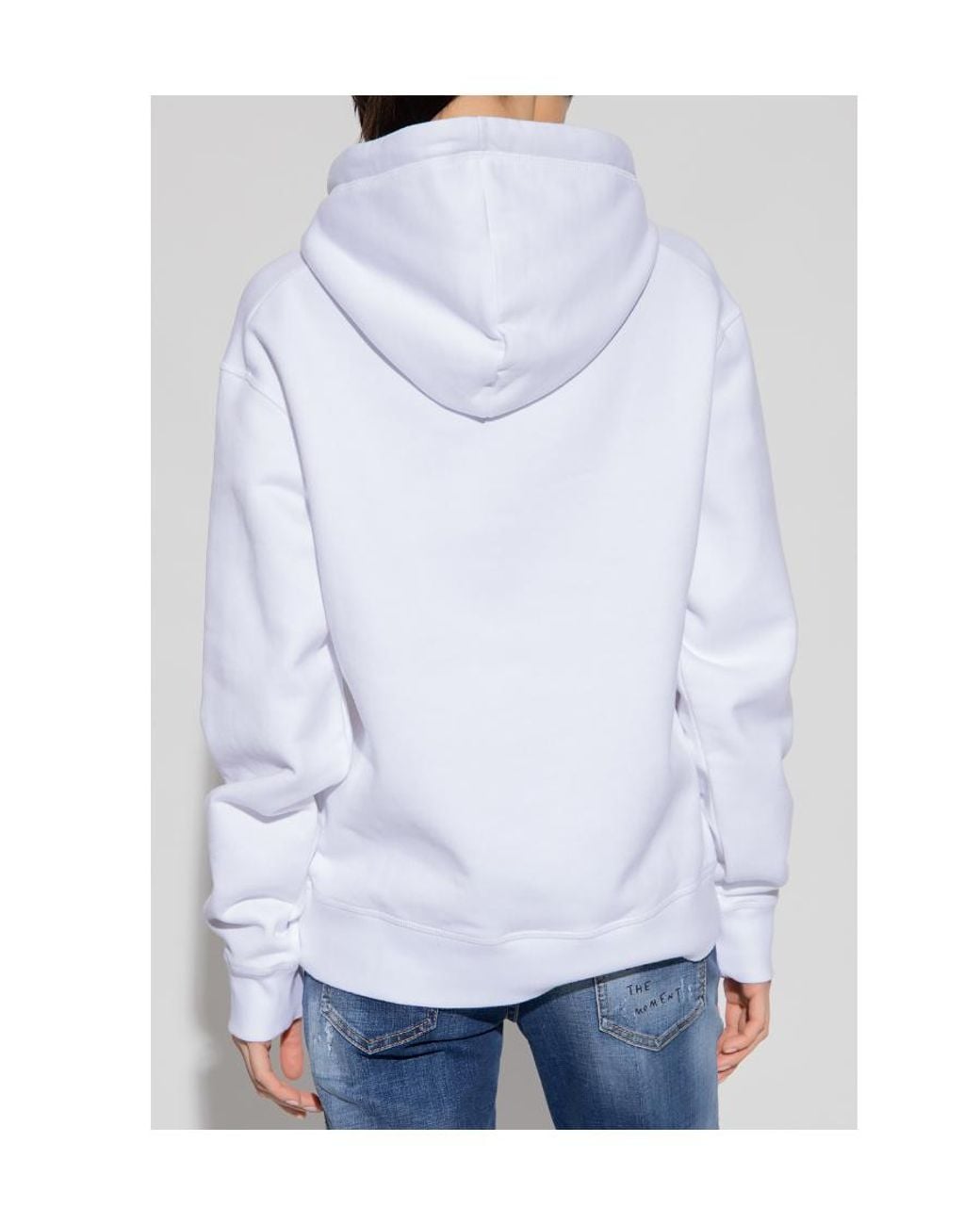 DSquared² White Drawstring Long-Sleeved Hoodie