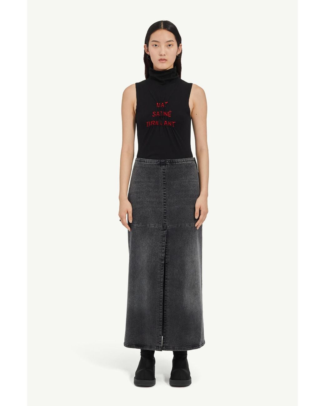 MM6 by Maison Margiela Gray Long Denim Skirt