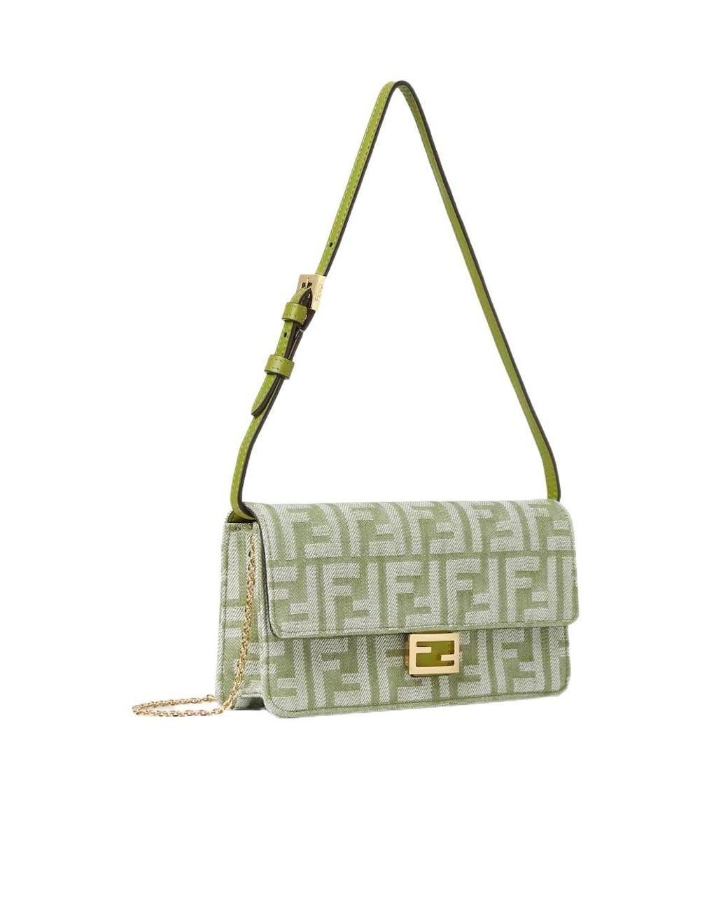Fendi Metallic Baguette Ff Jacquard Chain-Linked Wallet