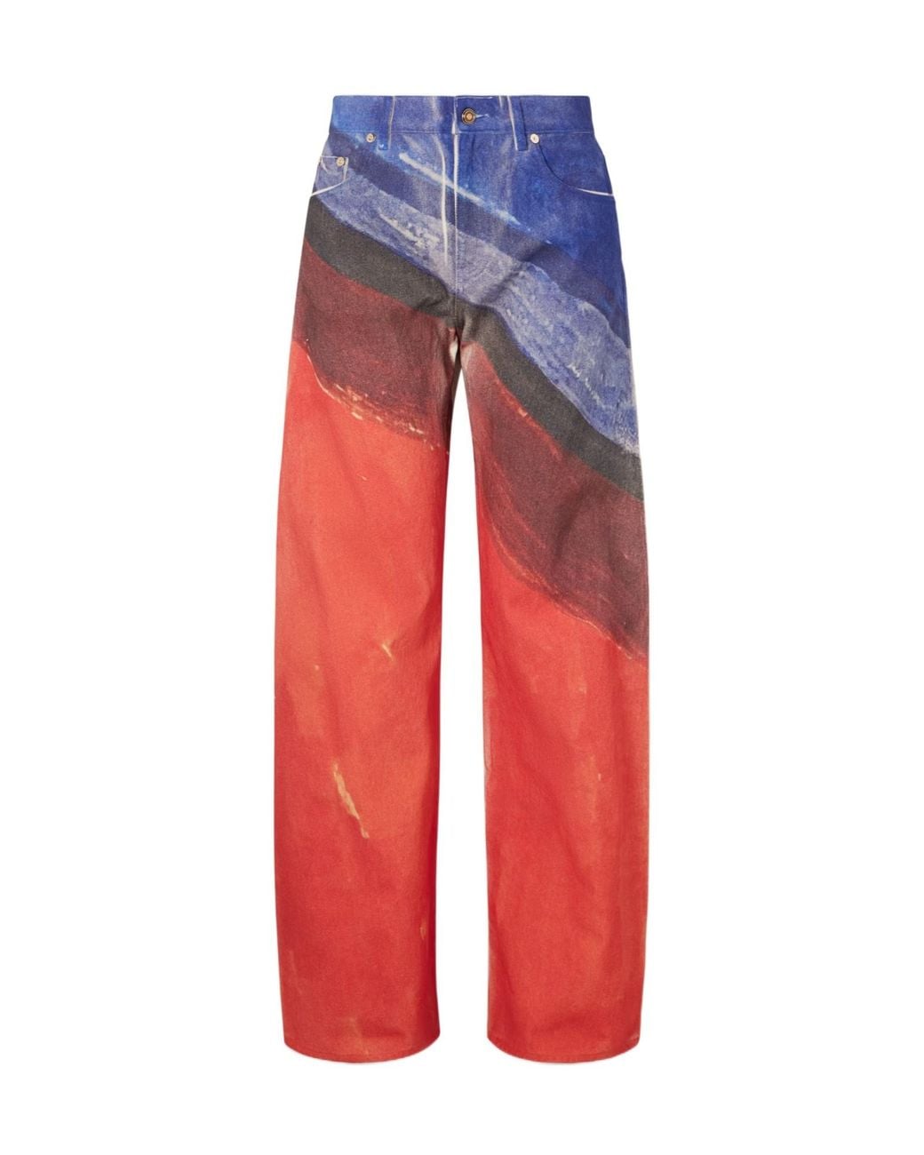 Gabriela Hearst Red Amoret Printed High-Rise Barrel-Leg Recycled Jeans
