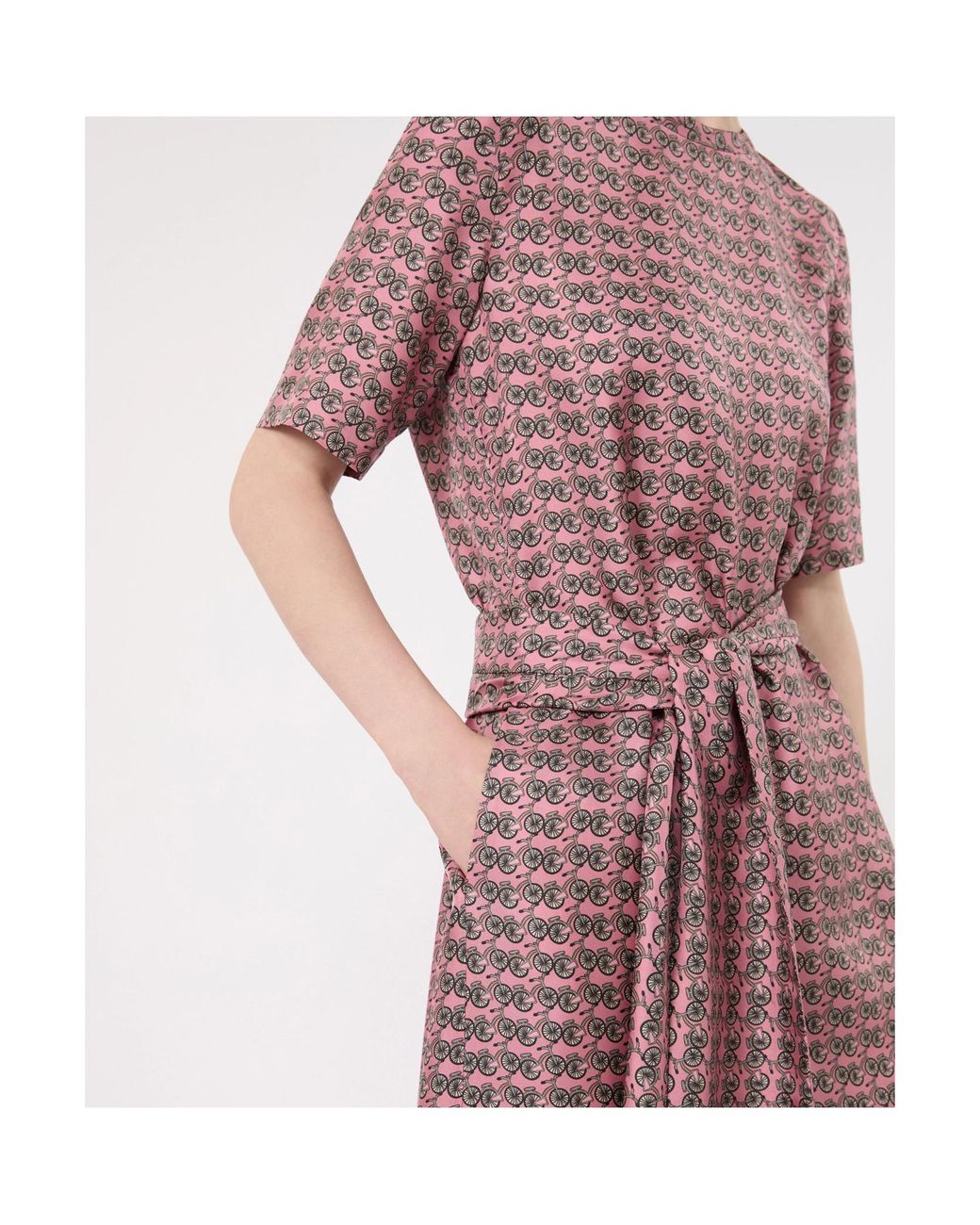 Max Mara Purple Bicycle-Print Silk Dress