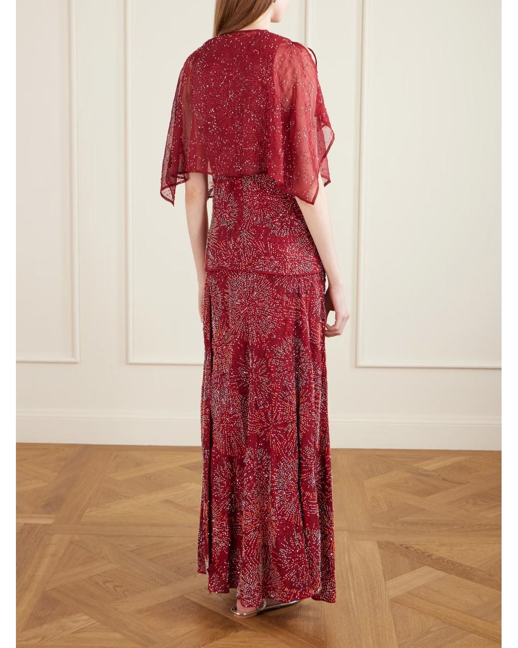 Rabanne Chiffon Cape Pearl Embroidered Top