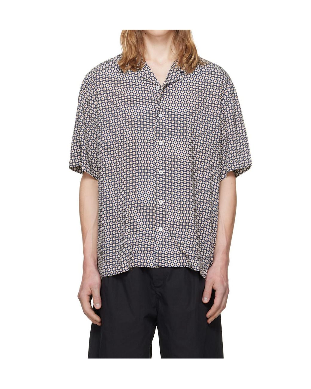 A.P.C. Gray Geometric-Print Shirt for men