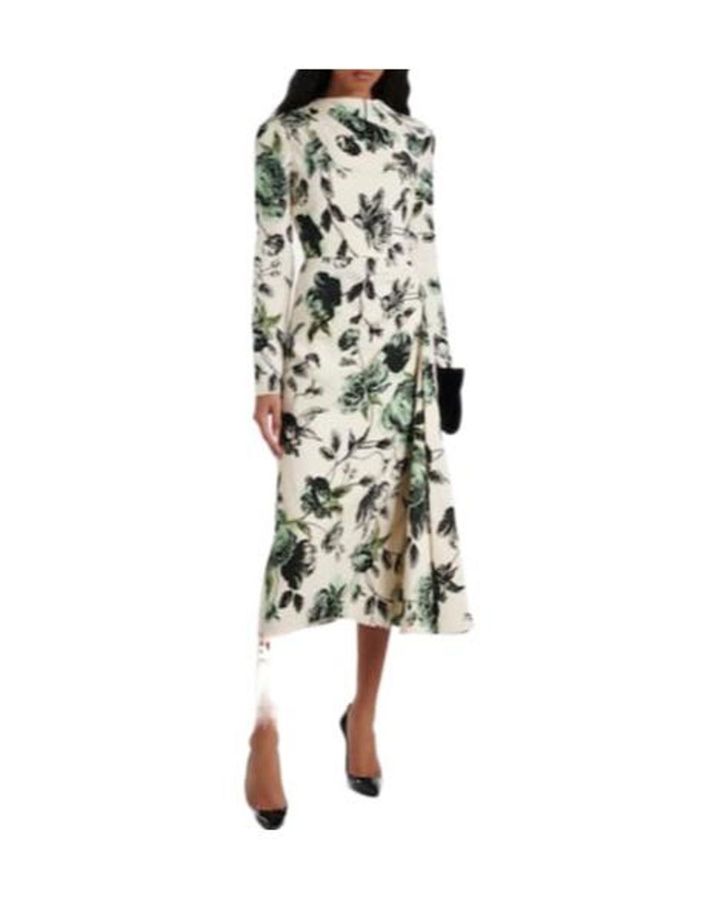 Erdem White Draped Midi Dress