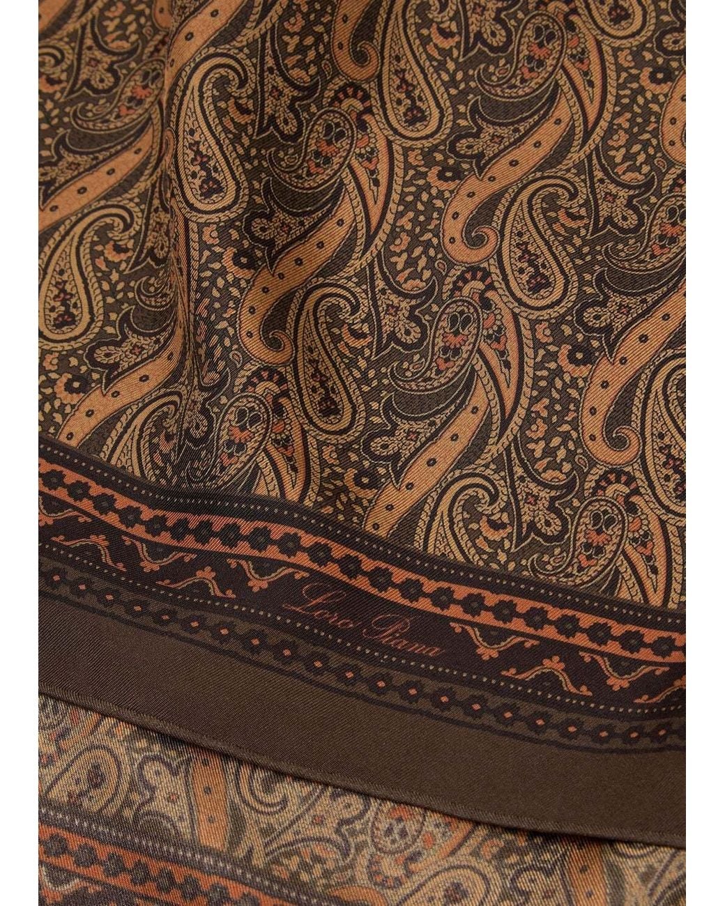 Loro Piana Brown George Paisley 60 X 60 Foulard for men