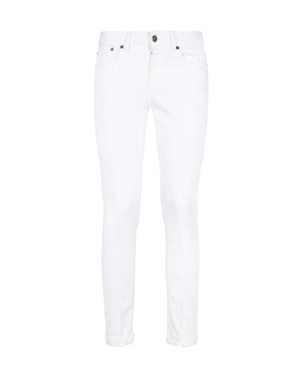 Dondup White Mid-Rise Slim-Fit Jeans