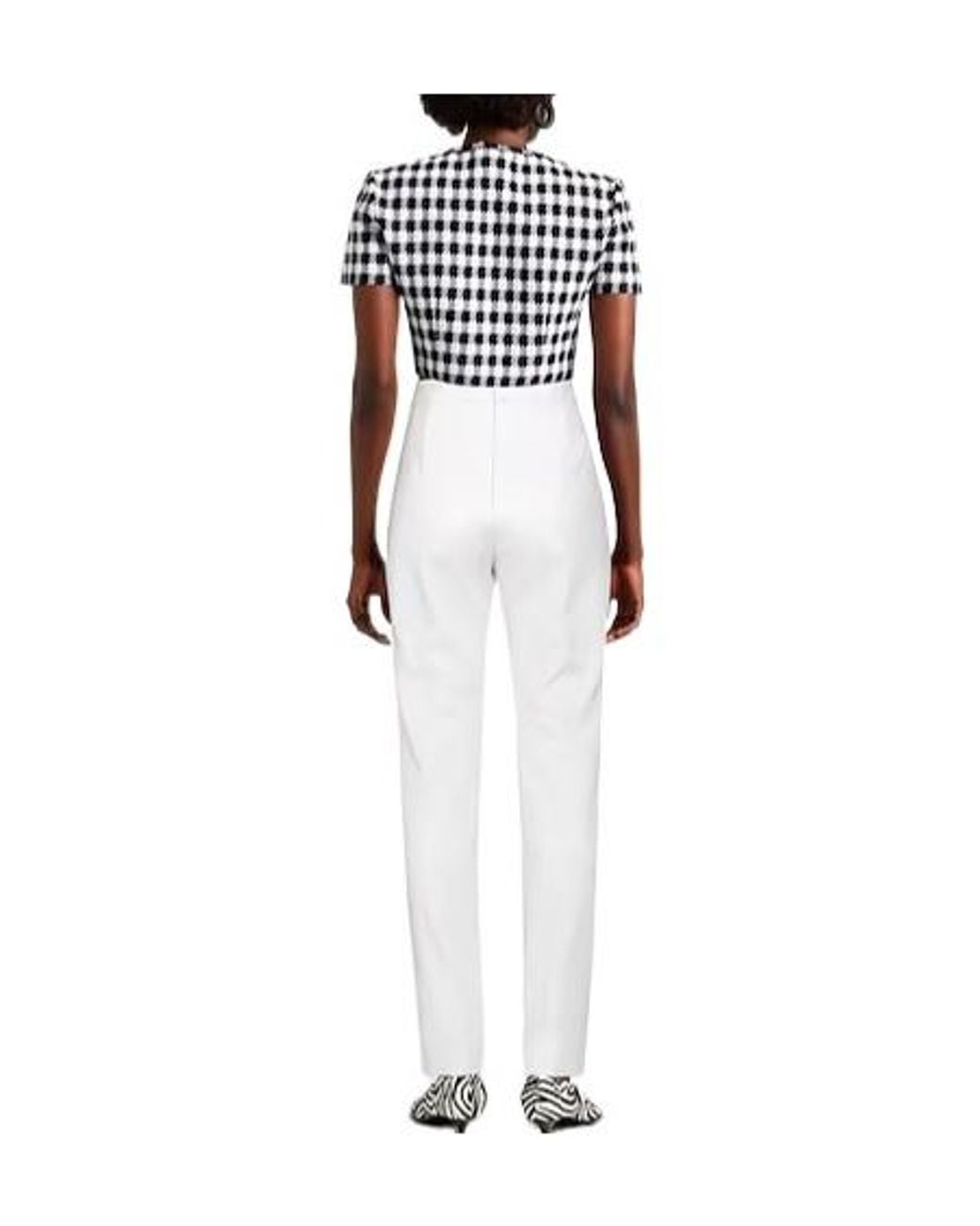 Sportmax White Solid Straight Leg Trousers