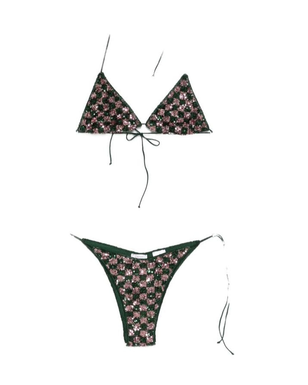 Oseree White Lace-Up Bikini Set