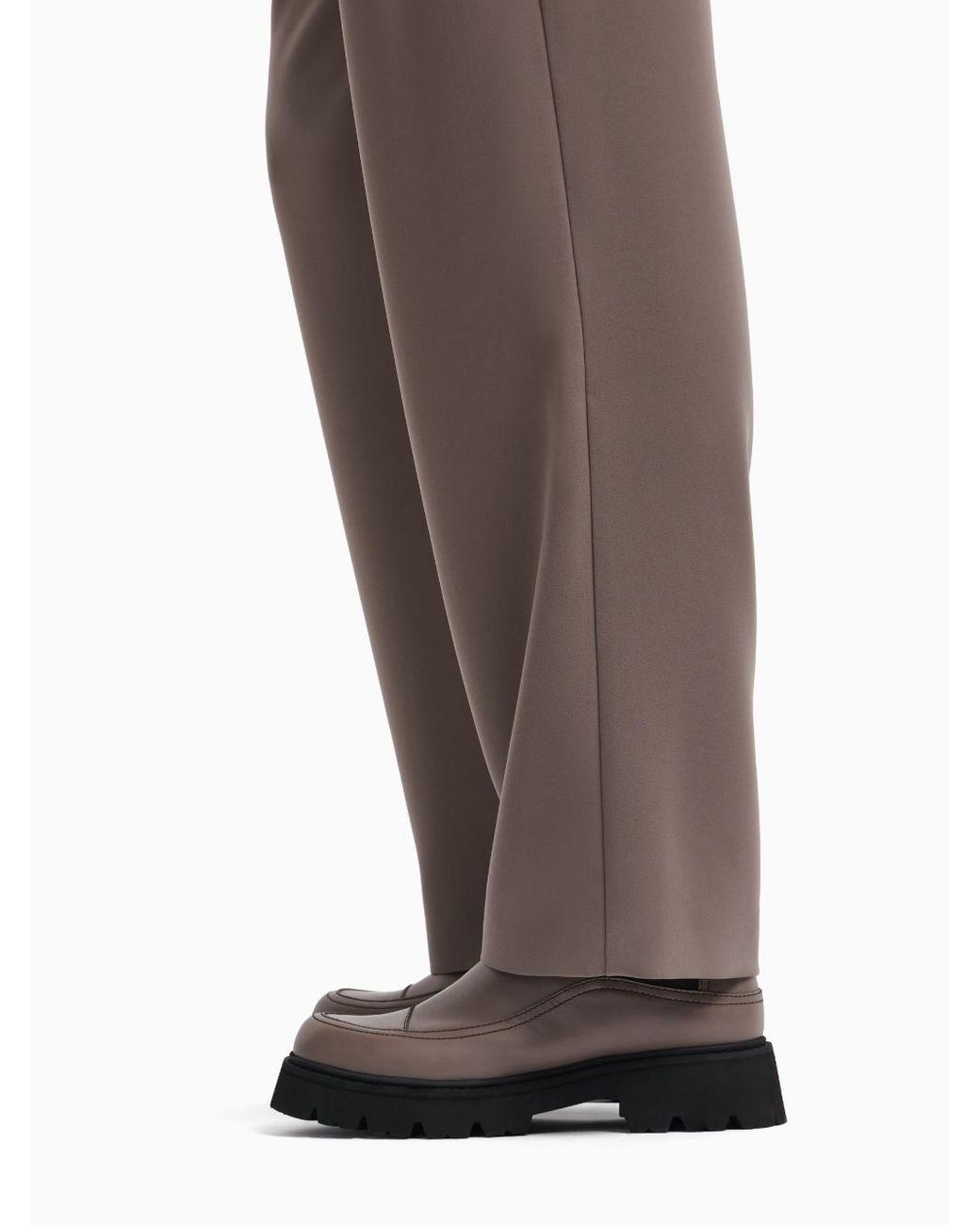 Emporio Armani Brown Loose Fit High Waist Trousers