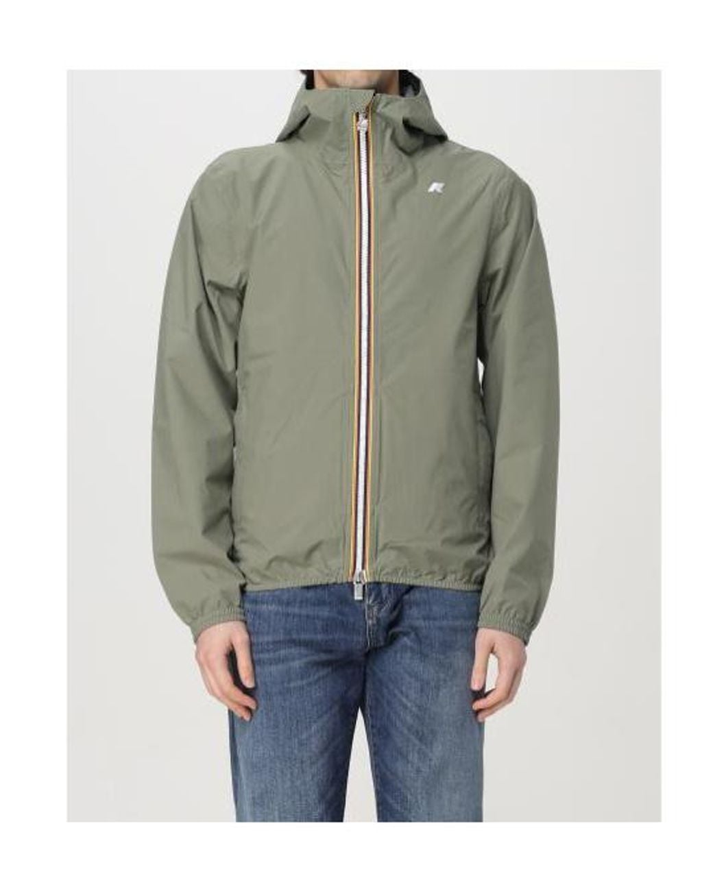 K-Way Green Zip-Up Hooded Jacket for men