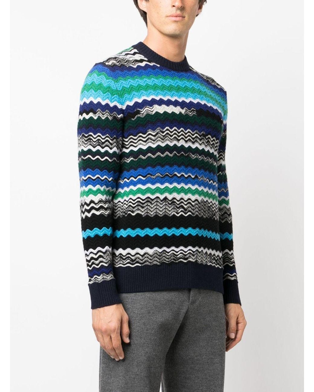 Missoni Blue Round-Neck Knitwear for men