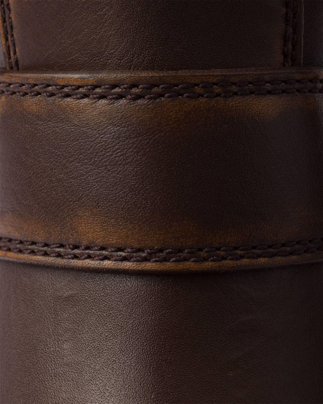 Prada Brown Logo Plaque Buckled Boots