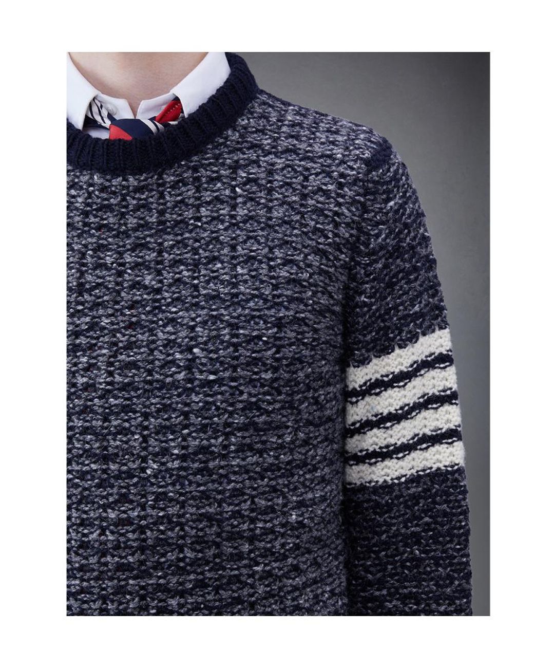 Thom Browne Blue Bar Mélange-Effect Jumper for men