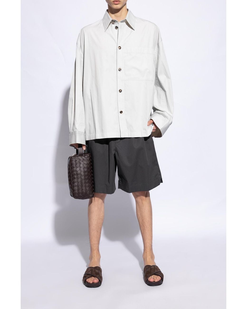 Bottega Veneta Brown Crossover Strap Slip-On Sandals for men