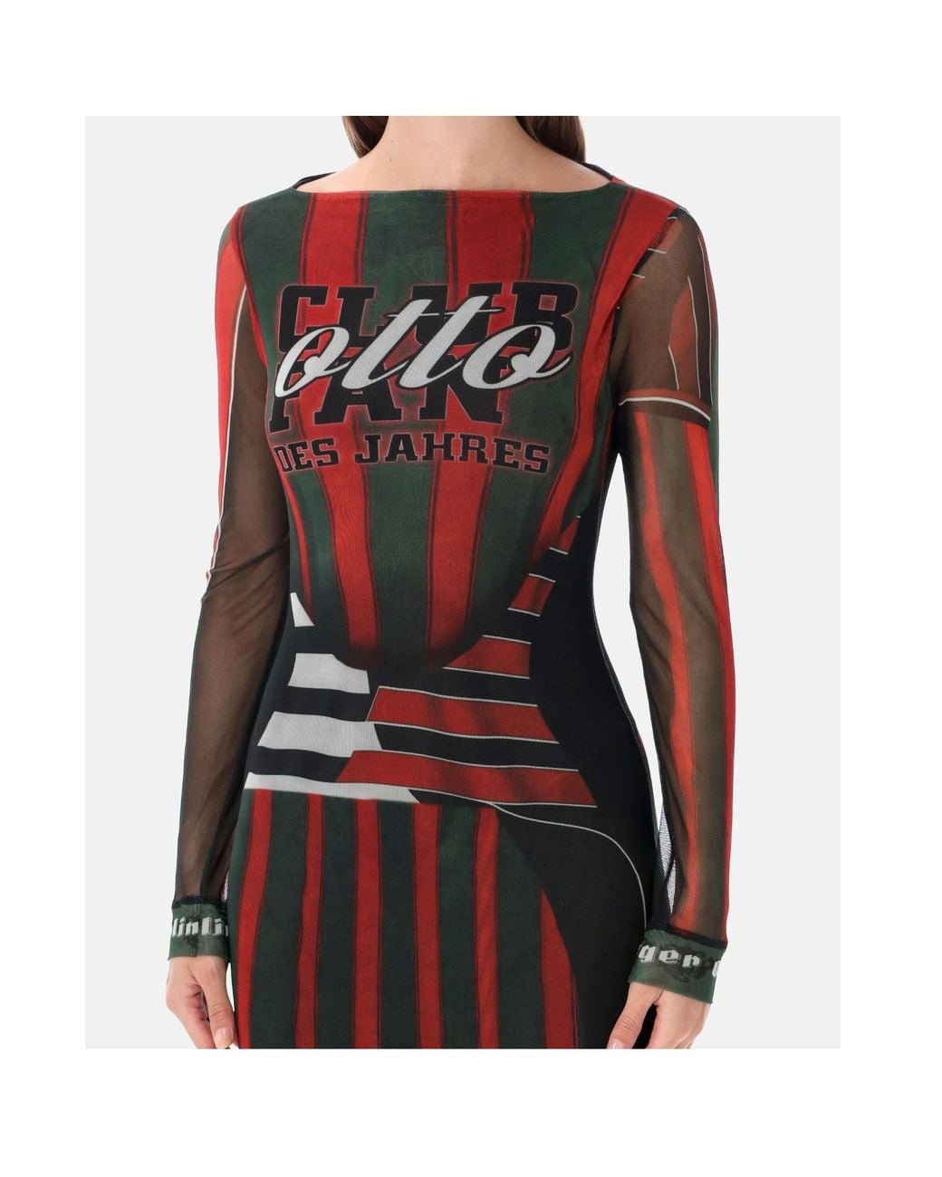 OTTOLINGER Red Mesh Long Sleeve Maxi Dress