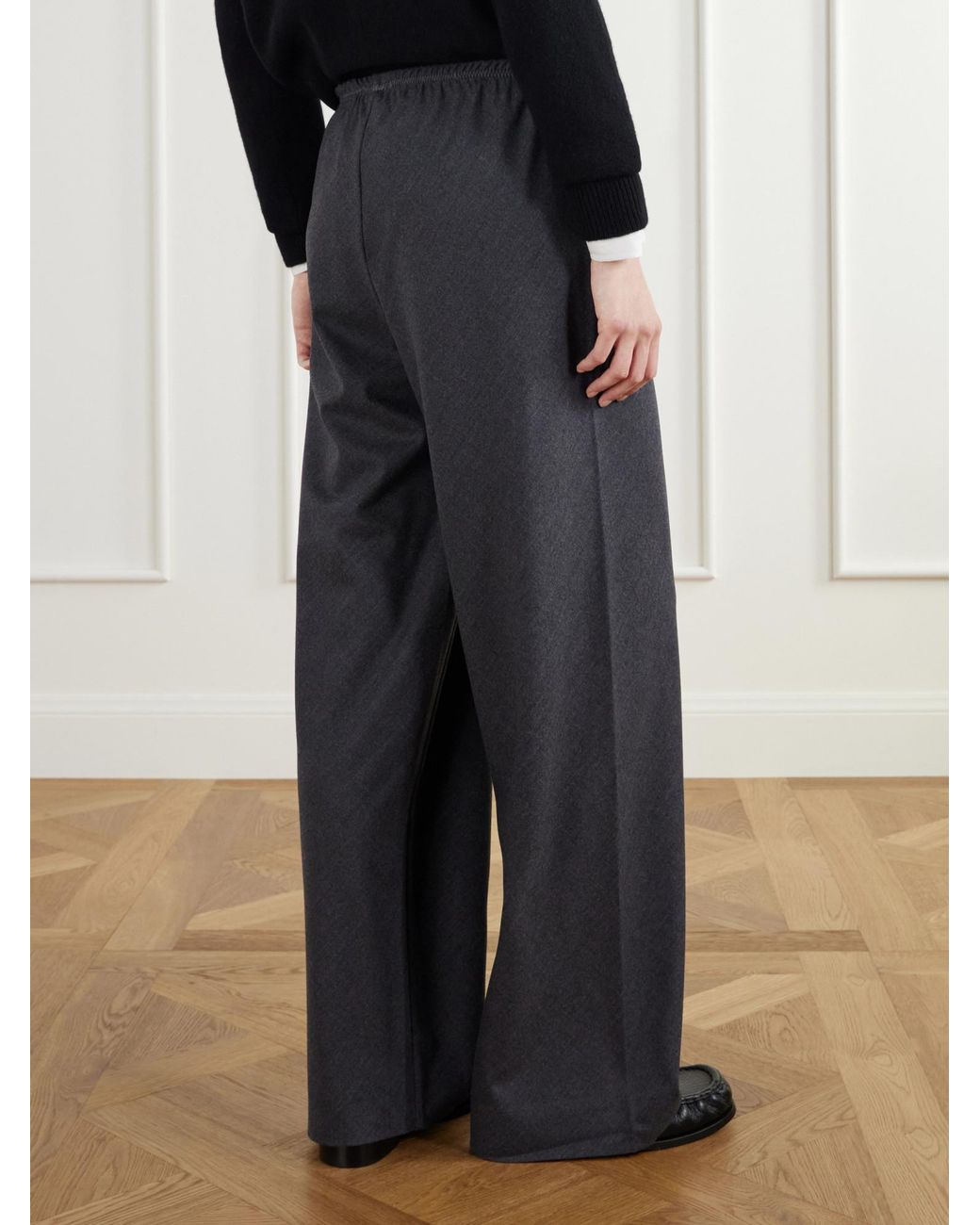 Maria McManus Gray Flannel Wide-Leg Pants