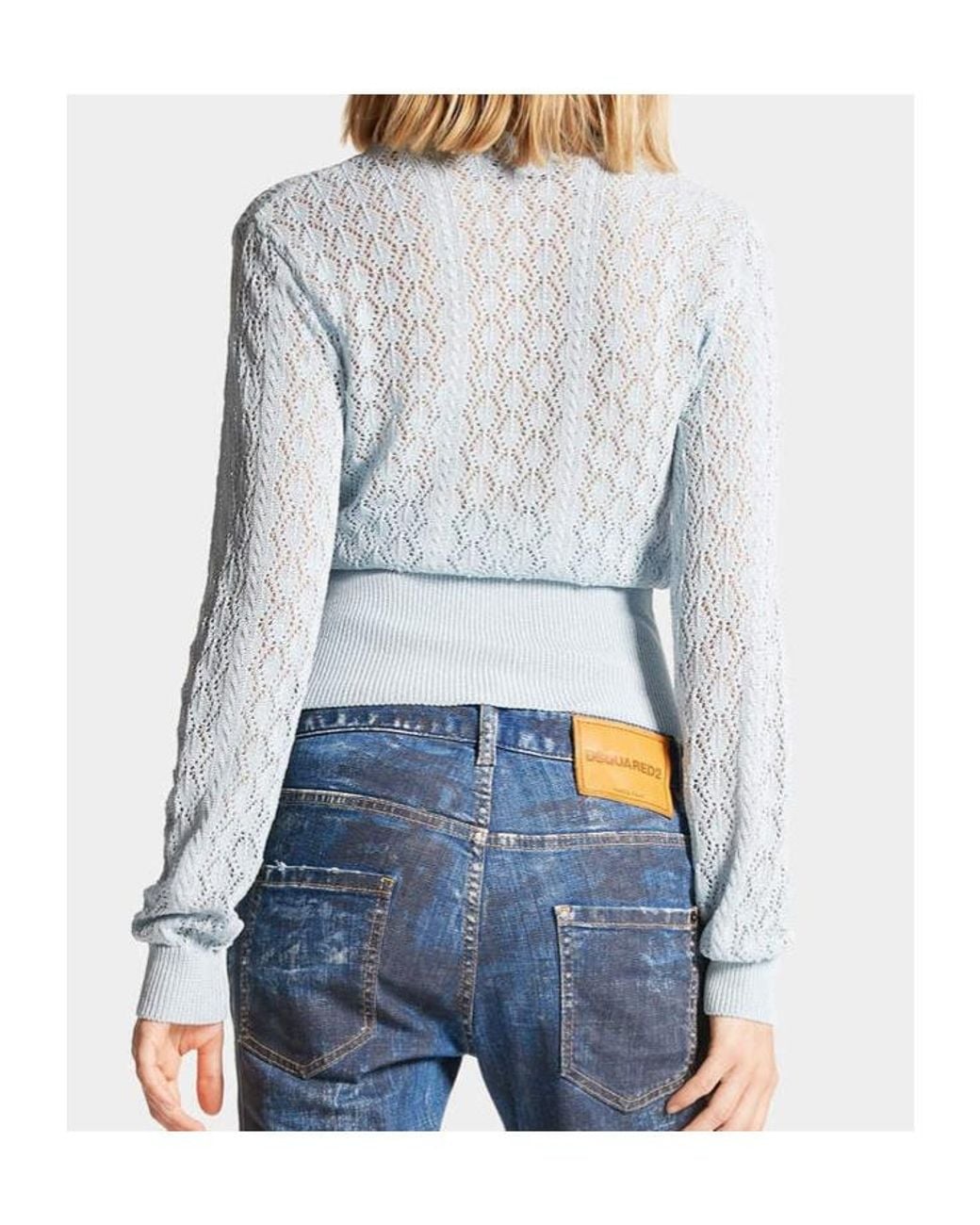 DSquared² White Pointelle-Knit Cotton Cardigan