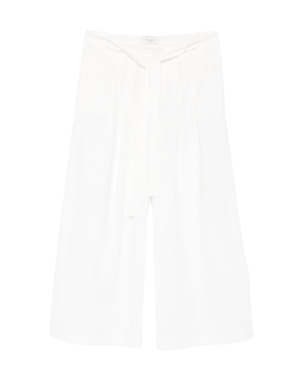St. Agni White Belted Casual Pants