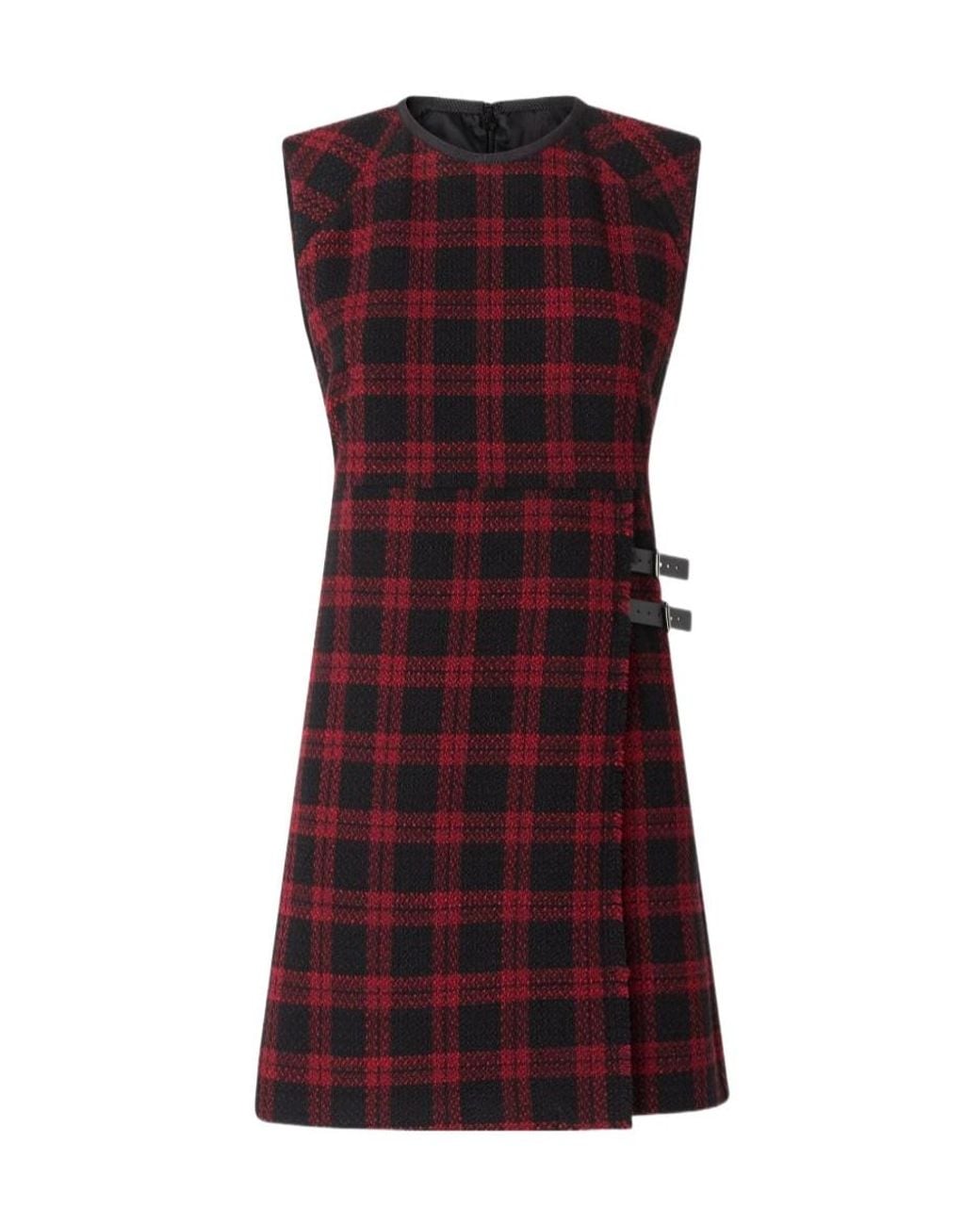 Pinko Red Check Sleeveless Knee-Length Dress