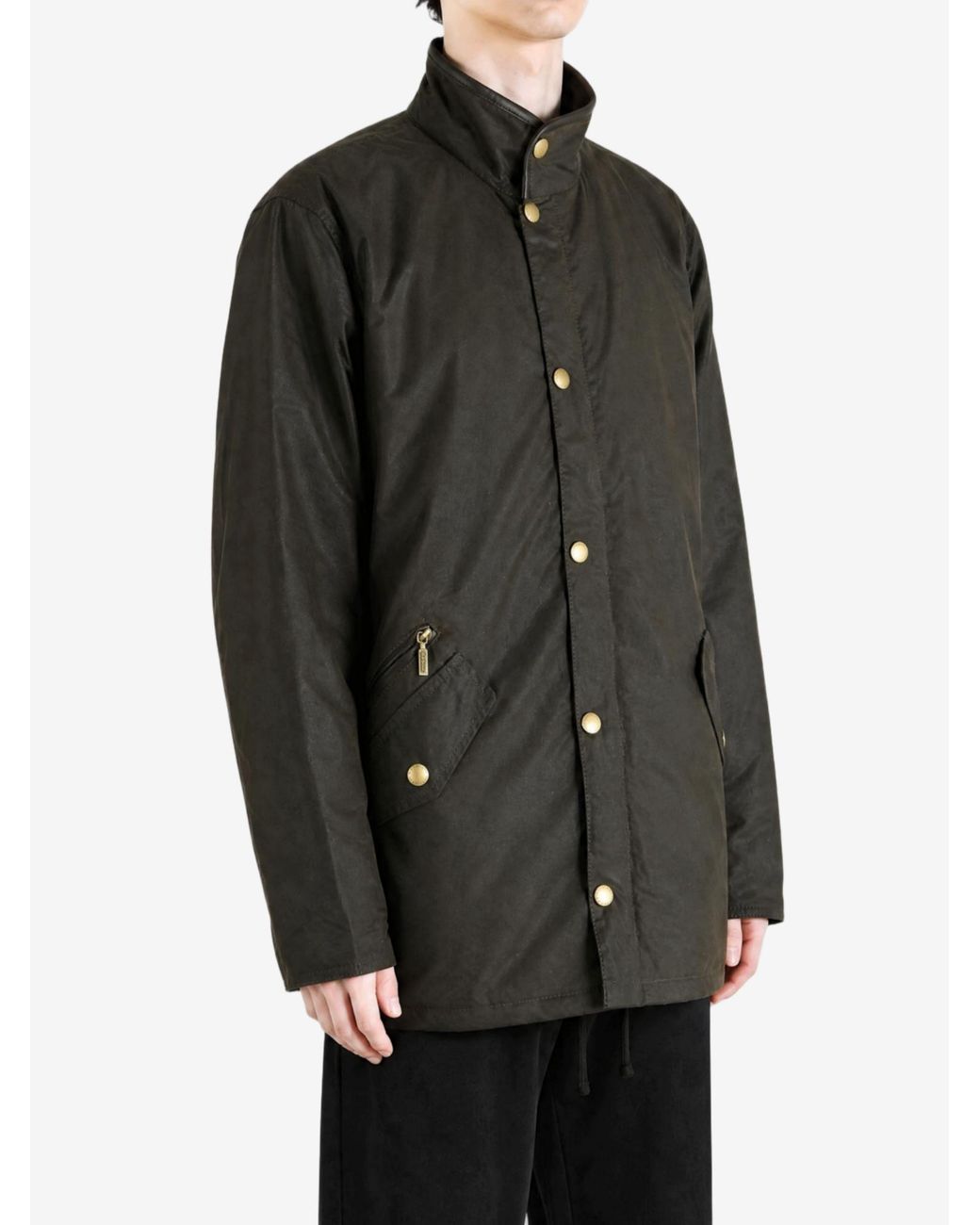 Barbour Black Waxed-Cotton Funnel-Neck Jacket for men