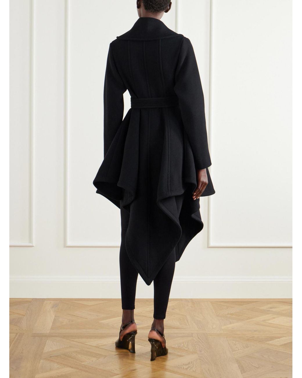 Alaïa Black Alaïa Belted Asymmetric Robe Coat