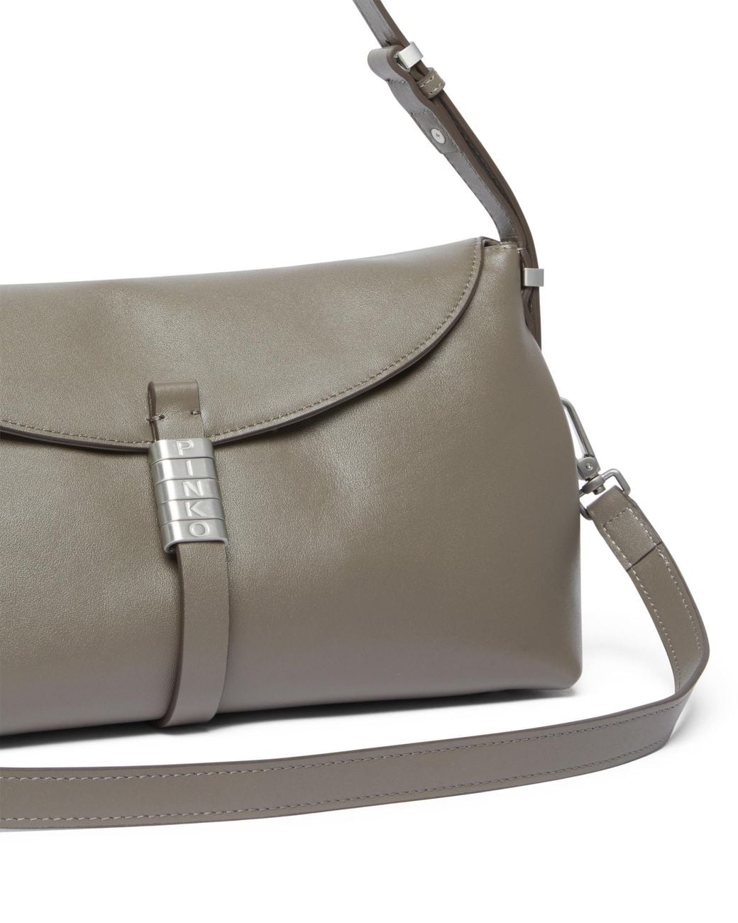 Pinko Gray Logo Detailed Shoulder Bag
