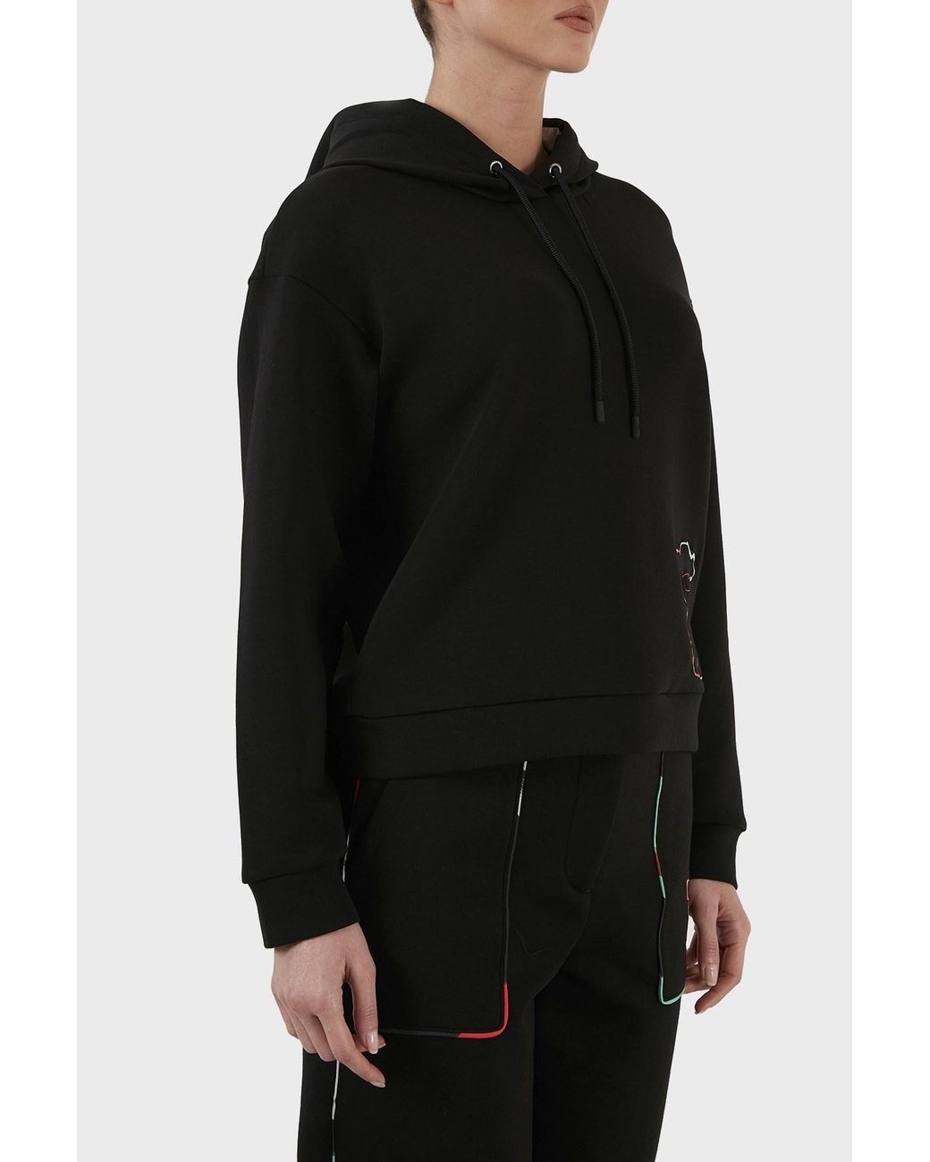 Emporio Armani Black Logo-Patch Hoodie