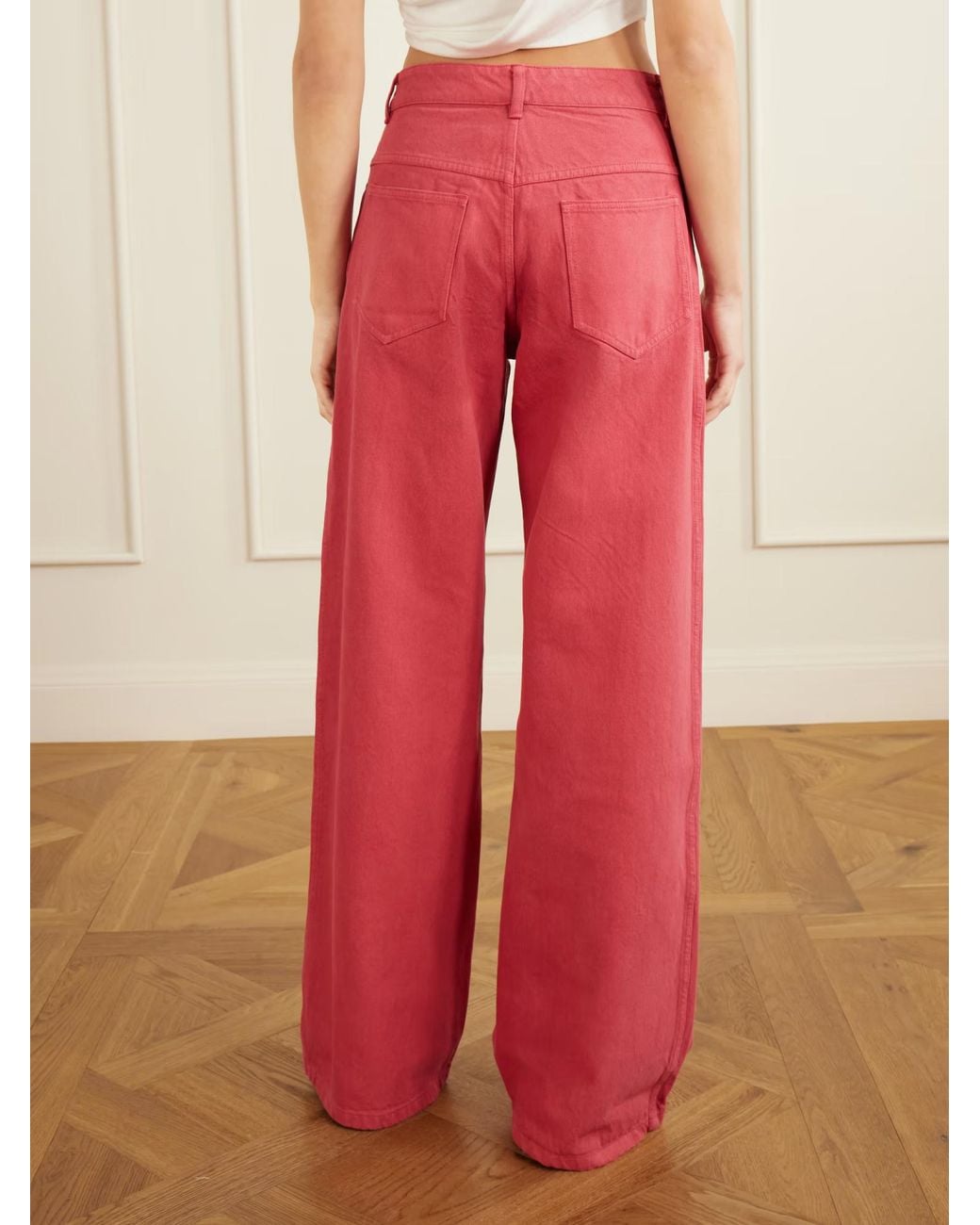 Christopher Esber Pink Front-Botton Wide-Leg Jeans