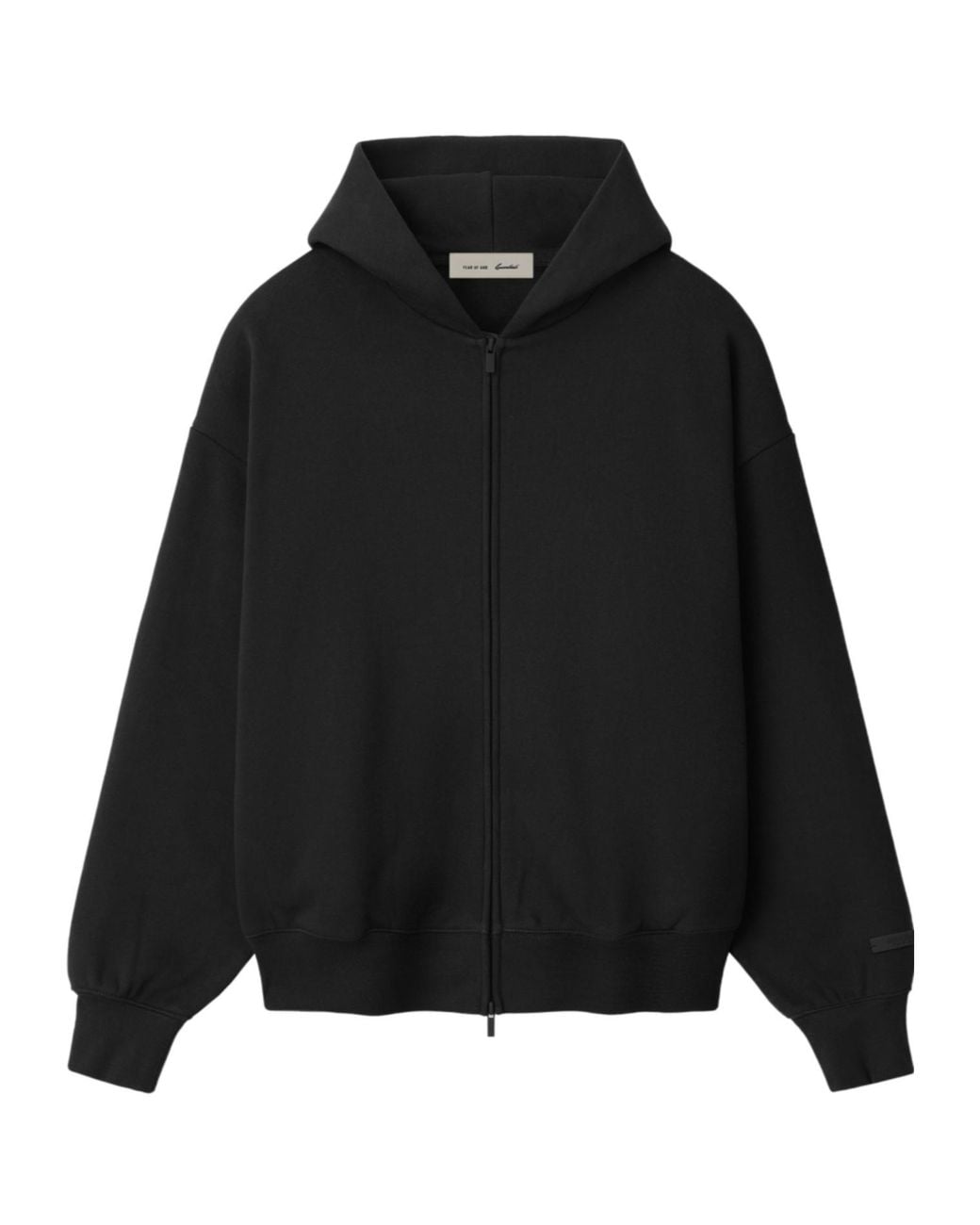 Fear Of God Black Essentials Ss26 Classic Zip-Up Hoodie
