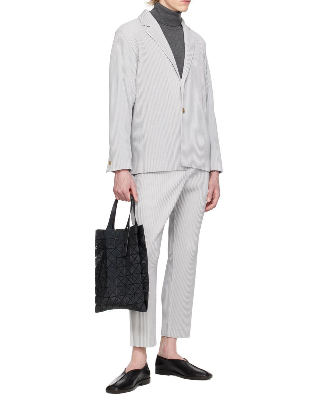Homme Plissé Issey Miyake White Issey Miyake Single Breasted Pleated Blazer for men