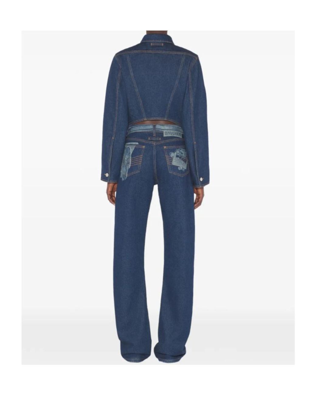 Jean Paul Gaultier Blue Straight-Leg Printed Jeans