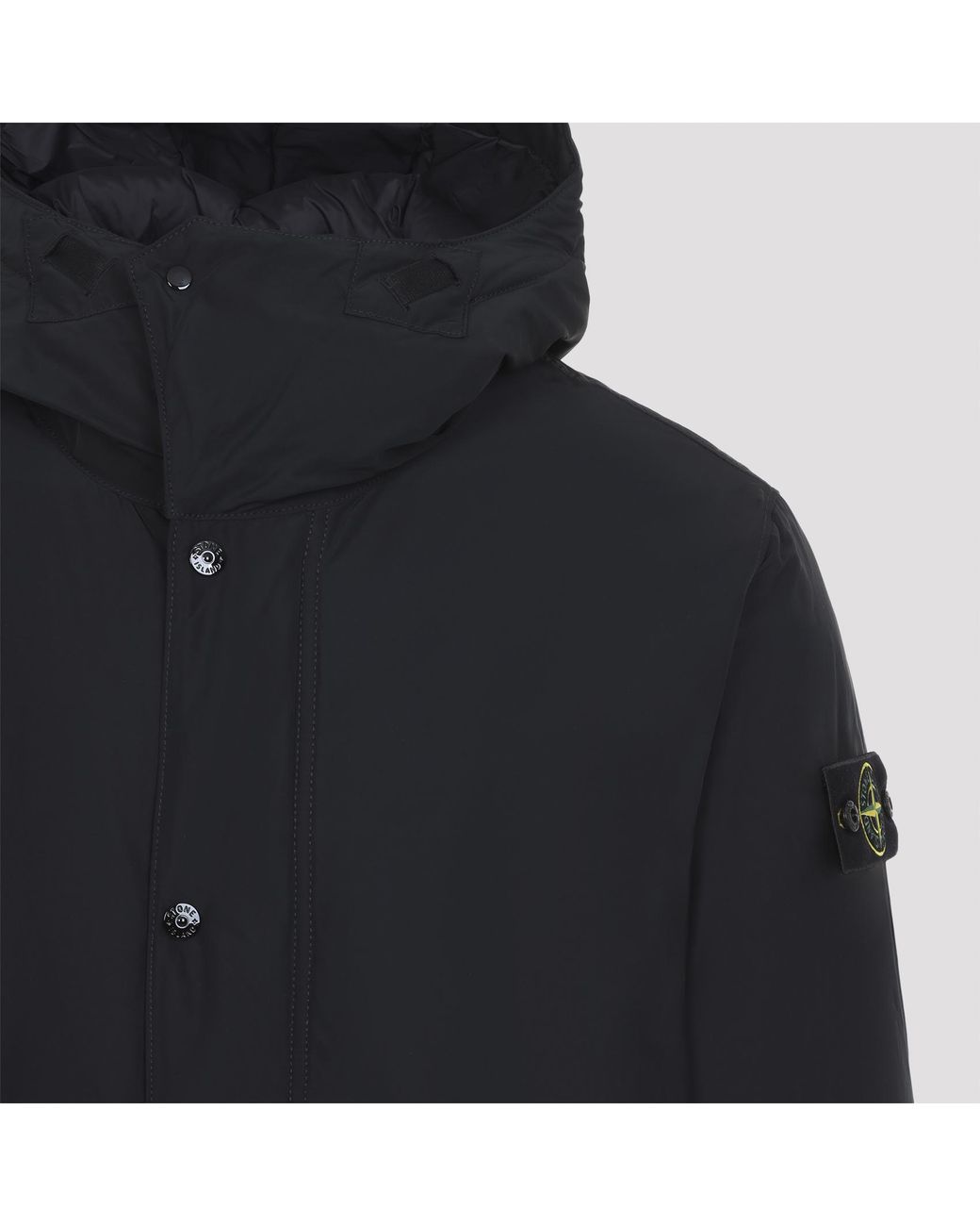Stone Island Blue Logo Patch Hood Parka for men