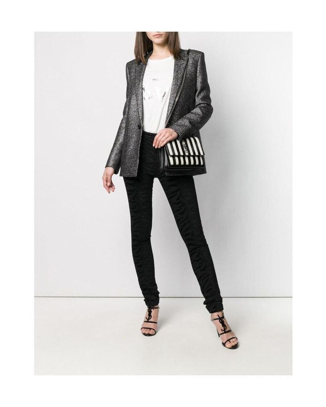 Saint Laurent Black Zebra Print Jeans