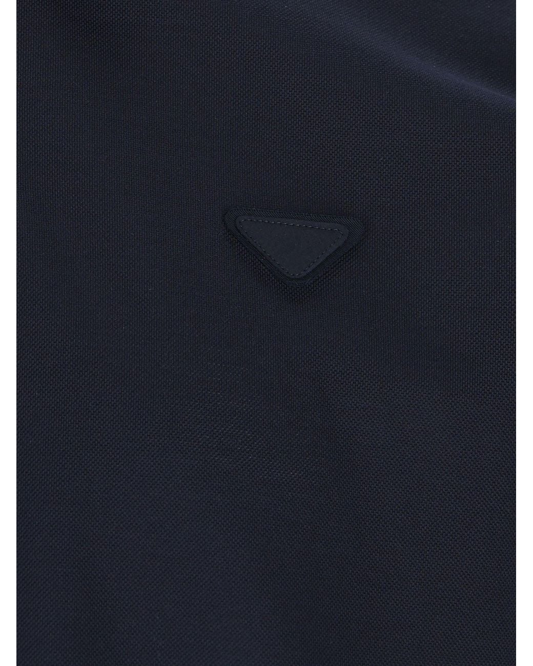 Prada Blue Triangle-Patch Short-Sleeved Polo Shirt for men