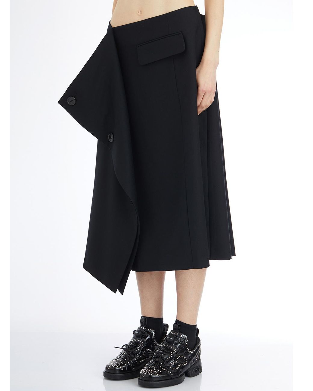 Comme des Garçons Black Button Midi Skirt