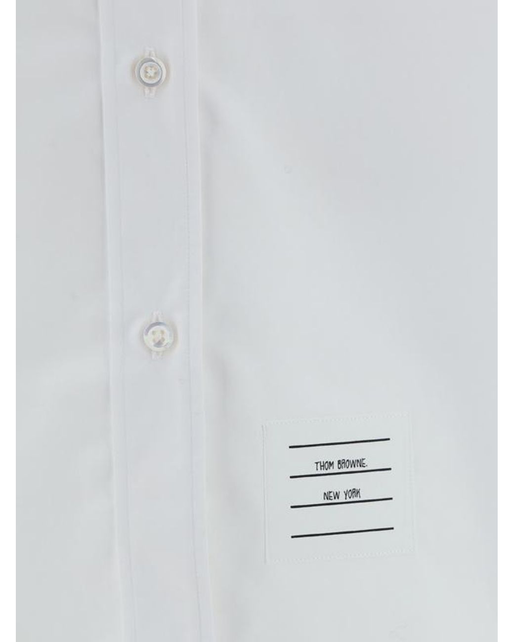 Thom Browne White Logo Patch Buttoned Shirt