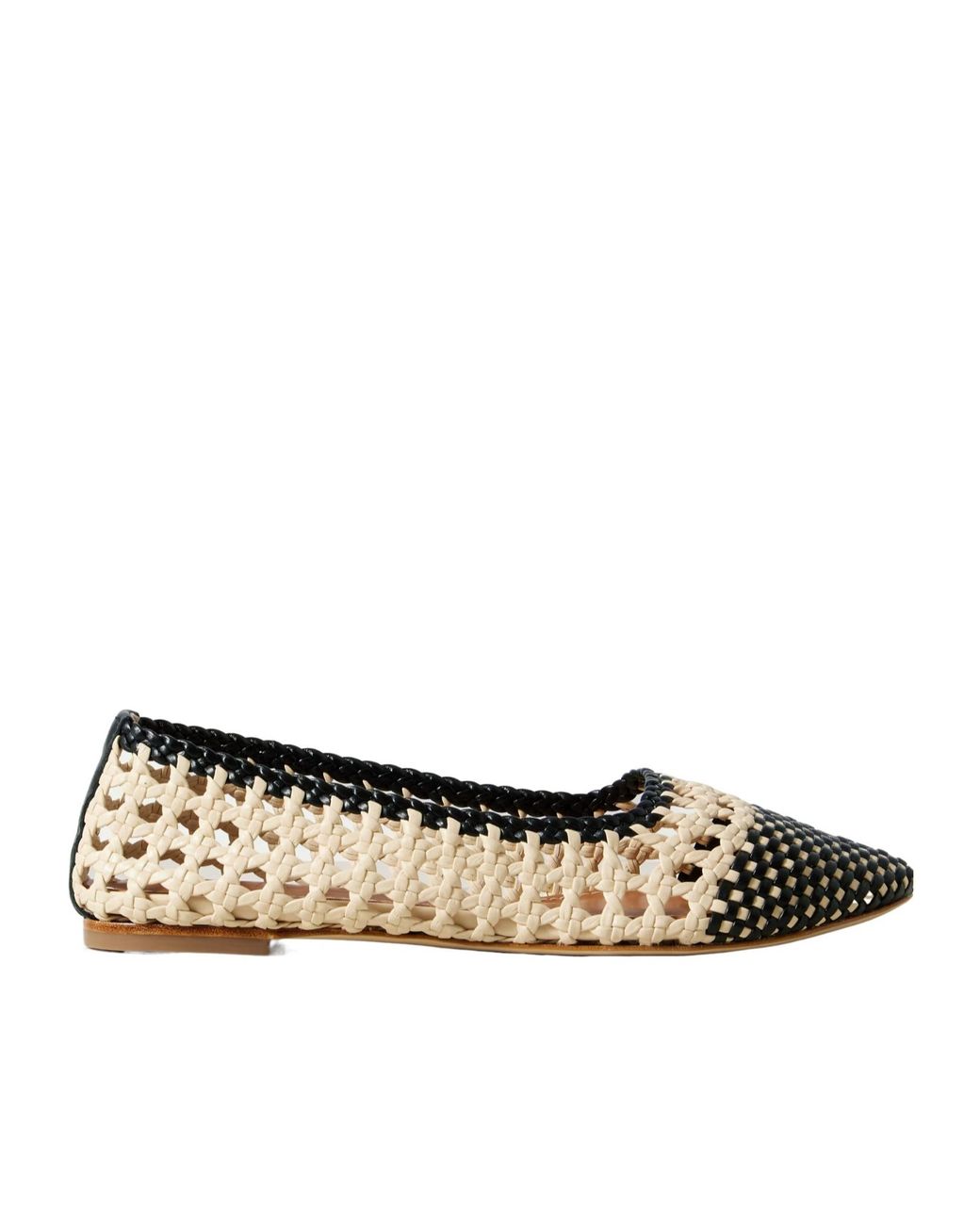 Staud Brown Nell Woven Leather Ballet Flats