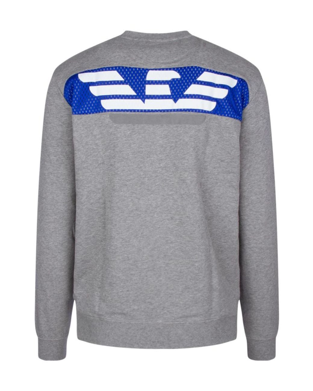 EA7 Gray Logo Patch Cotton Sweatshirt for men