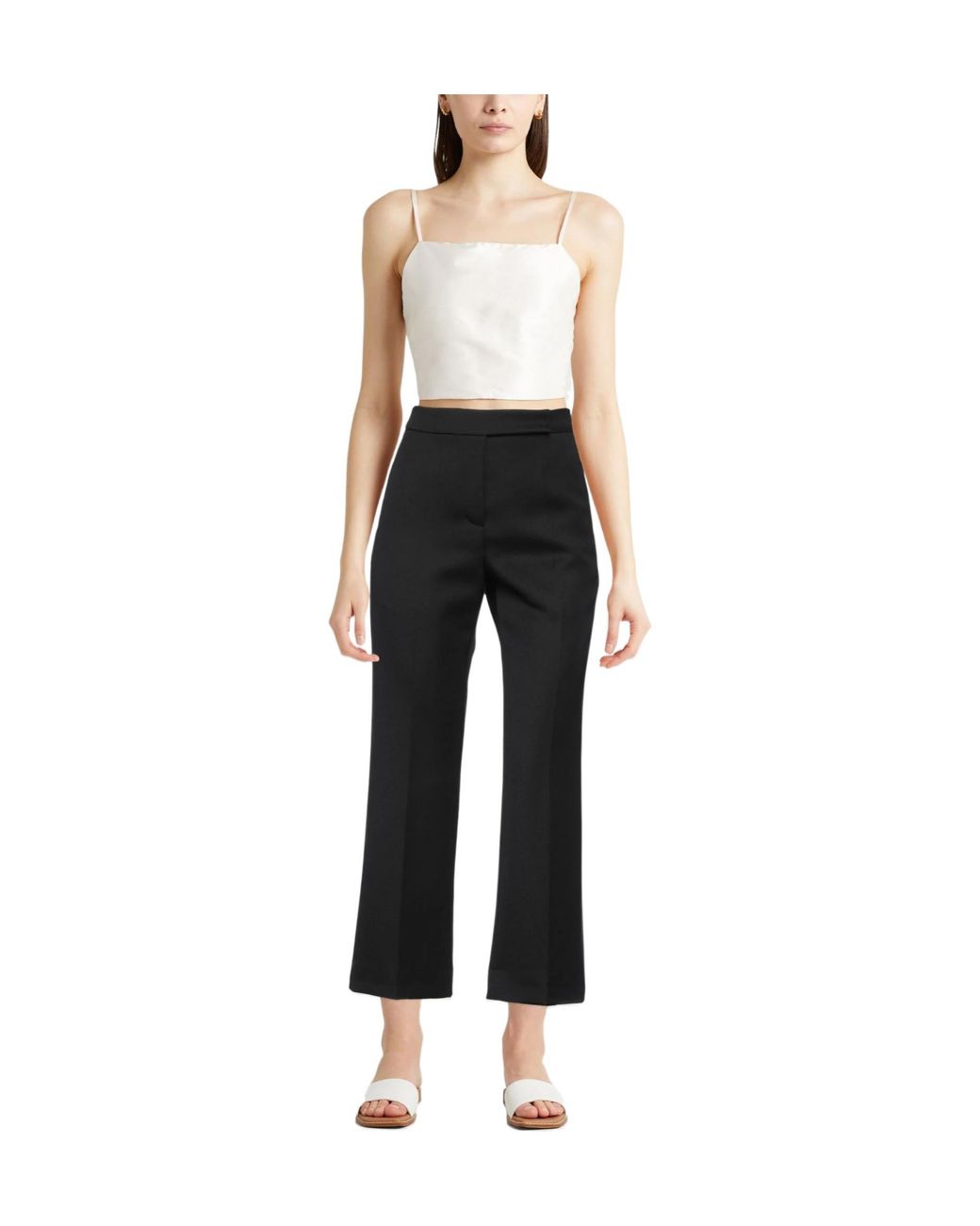 Tory Burch Black Minimalist Wool Wide-Leg Pants