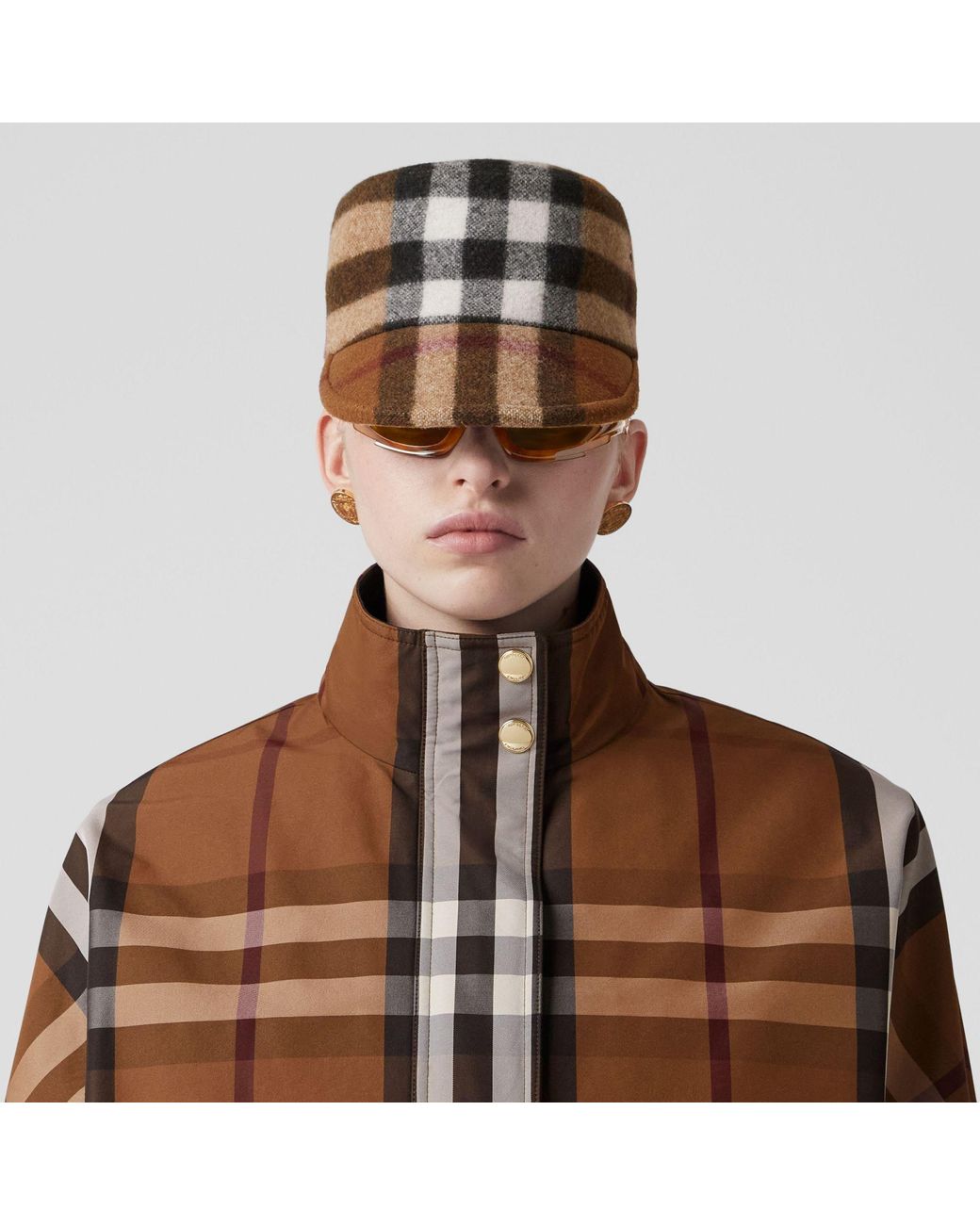 Burberry Brown Check Pattern Zip-Up Jacket