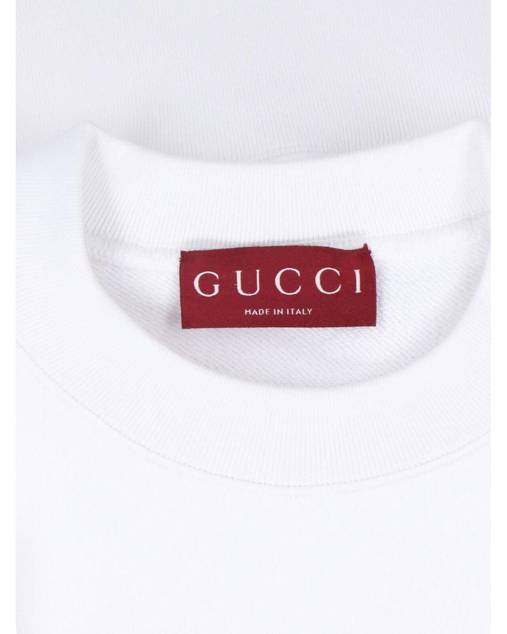 Gucci White Logo Printed Crewneck Sweatshirt