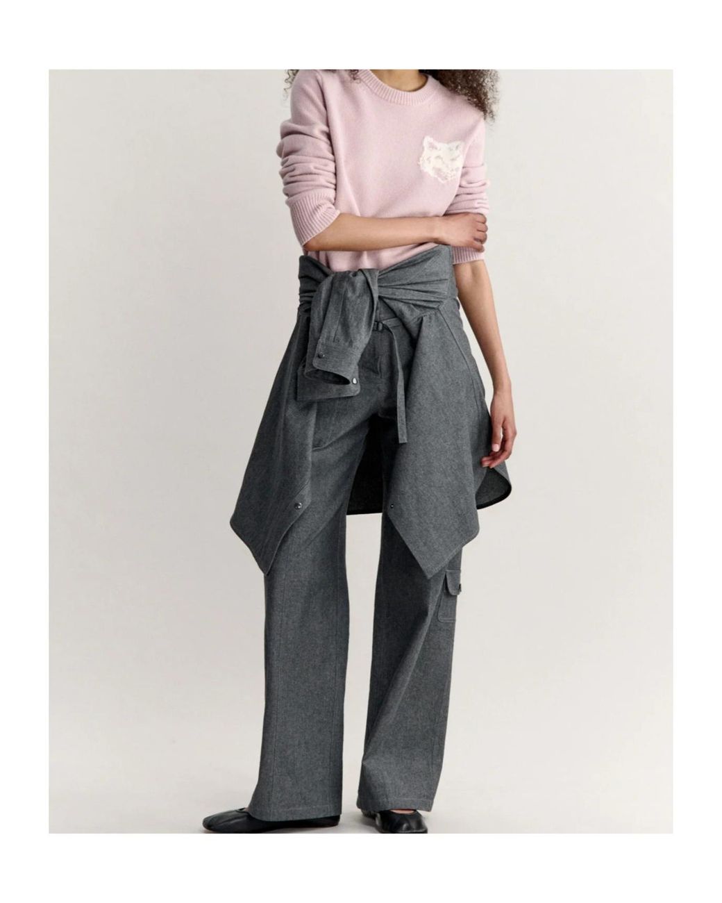 Maison Kitsuné Pink Fox Head Intarsia Merino Jumper