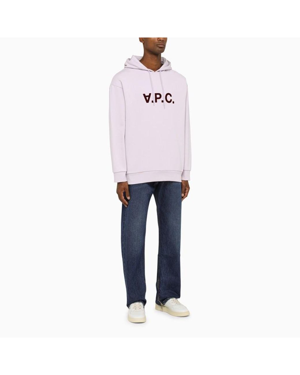 A.P.C. Gray Logo Printed Drawstring Hoodie for men