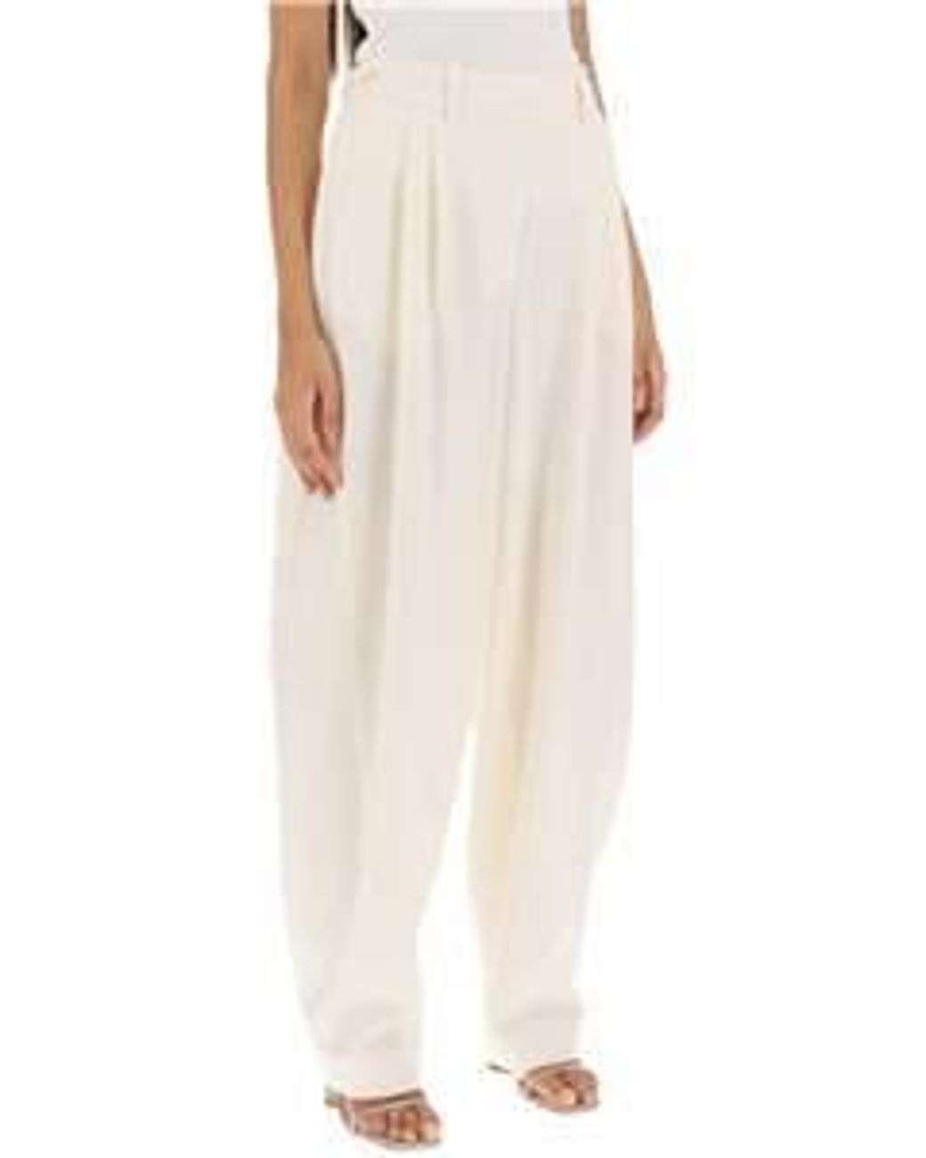 Stella McCartney White Pleated Wide Leg Trousers for men